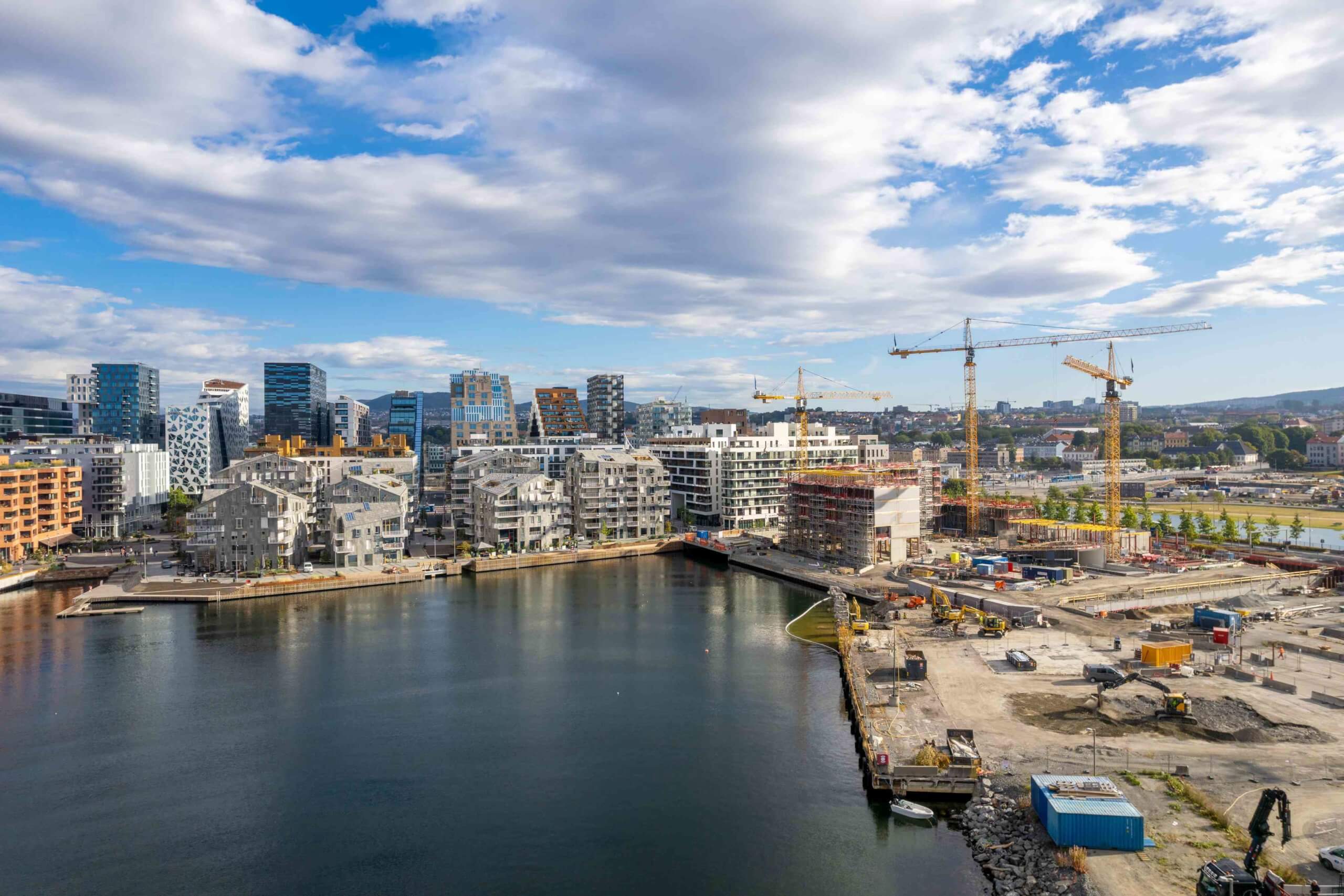 Aktuelt - Oversiktsbilde over Bjørvika med noen av prosjektene Vedal har bistått Byggherre Oslo S Utvikling med. Blant annet Barcode, Vannkunsten og Clemenskvartalet. 